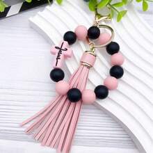 EBUDAE 1pc Silicone Cross Beaded Bracelet Keychain, Creative Wristband Keyring Accessory For Women, Girlfriend Gift, Sister Gift, Mother's Day Gift, Suitable For Daily Wear - Multicolor - View 7