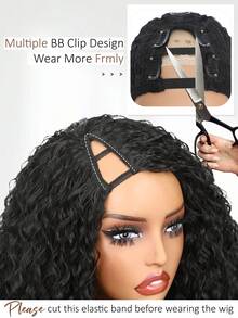 22" V/U-Part Wigs, Curly Wavy Wigs, Upgraded U-Part Wigs For Women, Synthetic Wigs, Clip-In Half Head Wigs, Voluminous Curly Wigs, V-Part Wigs - Multicolor - View 7