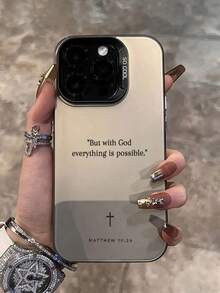 1 chiếc ốp lưng điện thoại màu đen năng động IMD in câu Kinh Thánh tiếng Anh, tương thích với iPhone 16 Pro Max, 15/14 Plus, 13/12/11. - Nhiều màu - Xem 2