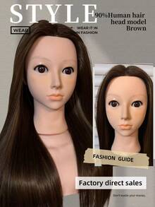 22 Inch 90% Real Human Hair Mannequin Head, Beauty Salon Hairstyle Training Model With Tabletop Clamp, For Hair Extensions Practice - Multicolor - View 4