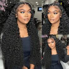 Afro Kinky Curly 13x4 Lace Front Wig HD Transparent Lace Frontal Wig Deep Part 13x4 Lace Front Wig Human Hair 250 Density Remy Brazilian Human Hair Pre Plucked With Baby Hair Natural Color - Natural Black - 查看 2