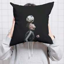 Cojin Almohada |   Balon Fondo Negro | con Relleno Decorativo Poliester Suave Hogar | Listo para Usar Diseo Artistico Durable | Futbool Deportes (con Relleno) (50x50cm) - 50x50cm - Ver 3
