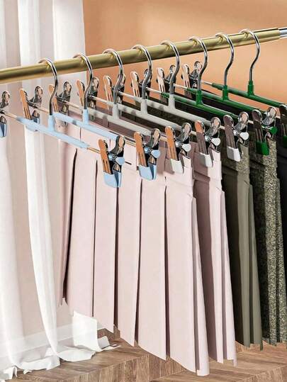 5个防滑裤架，升级版不锈钢涂层裤夹，抓力更强，可调节晾衣架，衣柜收纳整理架