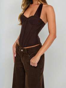 WOWDARK Women's Summer Halter Neck Tie Waist Casual Tank Top, Suitable For Carnival, Dates, Gatherings, Parties, Travel, Vacation, Beach And Other Occasions - Brown - View 6