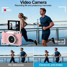 Cámara digital portátil HD para fotografía y vlogging, compacta de 48MP, zoom digital 8X, pantalla giratoria de 180°, incluye lector de tarjetas - ideal para principiantes, transmisión en vivo y viajes, cámara para transmisión en vivo, interfaz amigable, cámara de alta resolución, cámara portátil, regalo para Pascua, Copa Mundial, Eid Al-Fitr, Navidad, cumpleaños y Año Nuevo (batería recargable de 800mAh) - LK-007 - Ver 6