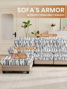 1件装弹性四季沙发坐垫套，防滑沙发套，适用于L型及1/2/3/4人沙发，简约现代风格，柔软亲肤，防宠物抓挠，弹性沙发套，防尘装饰保护套，适用于酒店/客厅/卧室/办公室，斑马纹图案 - 彩色 - 查看 8