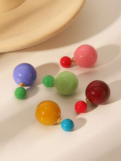 1 Pair Acrylic Fashion Versatile Sweet Style Stud Earrings, Suitable For Women's Daily Wear, New Year, Christmas, Valentine's Day, Easter And Occasions