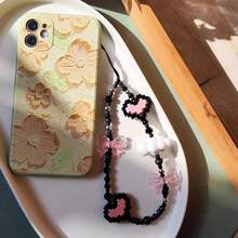 Beaded Phone Charm Y2K Kawaii Handmade Acrylic Phone Lanyard Wrist Strap For Camera Bag  Keychain Charm Pink Black Heart And Bow - 27-粉紅黑心蝴蝶結 - 查看 3