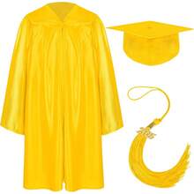 Graduation Cap And Gown Set With 2025 Charms Tassel Graduations Cap And Gown For    School -8348 - 亮黃色 - 查看 1