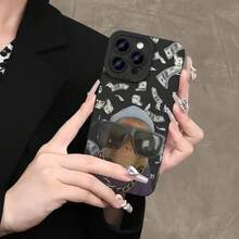 Monkey Pattern Phone Case, Cute Monkey Design Phone Protective Cover, Phone Accessory Compatible With IPhone 11 12 13 14 15 16 Pro Max, Casing - Black - View 7