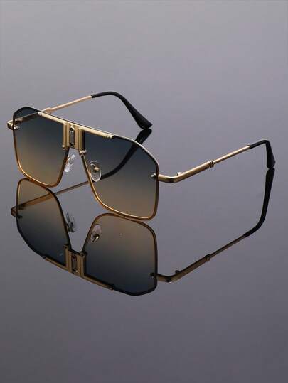 新款时尚大框金属装饰眼镜，复古街头风个性化高品质装饰眼镜，日常佩戴，朋克风男女皆宜，适合旅行、T台走秀、海滩派对、节日等场合。