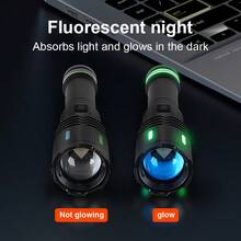 超亮30W LED便携式手电筒，防震防水，可充电（使用18650电池），轻巧可变焦，适用于露营、遛狗、探险和紧急情况。 - 黑色 - 查看 9