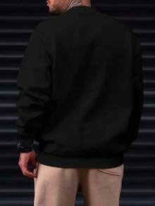 This Stylish Sports Pullover Is Perfect For Outdoor Activities. It Has A Unique Design And Is Versatile, With A Fabric Weight Of 250 Grams, Making It An Ideal Choice For Autumn And Winter. Its Casual Style Is Very Suitable For Daily Wear. - màu đen - Xem 3