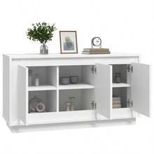 Sideboard White 102x35x55 Cm Engineered Wood - White - View 5