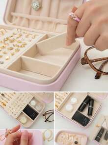 1 hộp đựng trang sức dung tích lớn, hộp đựng trang sức du lịch cao cấp, hộp trưng bày trang sức nhiều ngăn, hộp đựng trang sức chống thấm nước bằng PU, hộp đựng mỹ phẩm, phụ kiện du lịch, hộp đựng trang sức, thích hợp để đựng nhẫn, dây chuyền, bông tai, vòng tay, mặt dây chuyền, v.v. Một món quà tuyệt vời dành cho phụ nữ, quà tặng ngày lễ, quà tặng ngày Valentine. - Nhiều màu - Xem 7