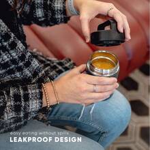 16oz Provision Food Jar With Handle Lid Vacuum Insulated 18 8 Stainless Steel Leak Proof Kids Food Storage Container Flask Midnight Black - 16ozMidnightBlack - View 4