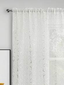 Geometric Line Texture Sheer Curtains - 2 Packs Light-Filtering Window Drapes For Bedroom/Living Room (Modern Minimalist Style) - Silver - View 3