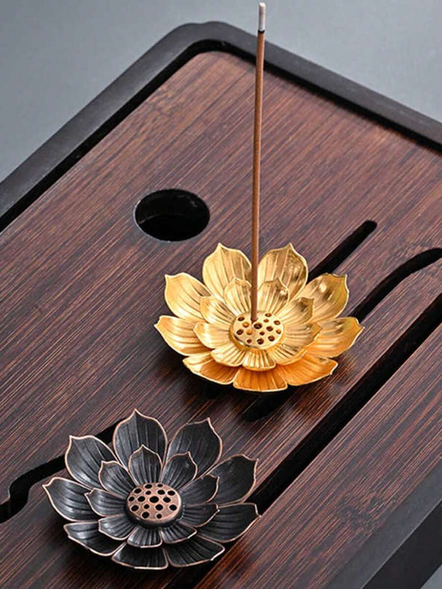 蓮花香線盤, 家庭用沉香和沉香香燻器,帶有多孔支架和灰缸托盤 - 彩色 - 查看 1