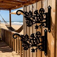 8英寸 x 4.6英寸黑色金属可爱老鼠造型花园挂钩，螺丝安装简便，适用于悬挂花篮、欢迎标牌、室内/室外花园装饰、防锈户外花盆、喂鸟器等。 - 彩色 - 查看 9