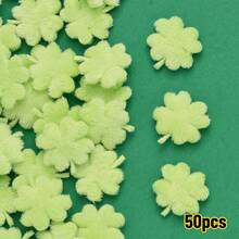 4Amazonia 50片/套 圣帕特里克节绿色系列 1.7*2厘米 闪亮双面幸运草带衬垫贴片 DIY发夹配件和布艺装饰四叶贴片 - 四葉草 - 查看 13