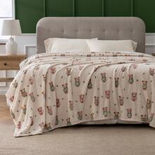 VelvetLoft Printed Flannel Blanket Soft Lightweight Cozy Throw With Cute Bear Pattern For Home Sofa Bed - Apricot - View 3
