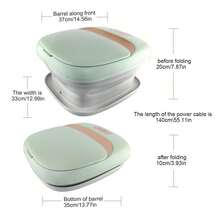 (EU Plug) 1pc Foldable Electric Foot Spa Bath Massager, Automatic Temperature Control, Foot Massage Basin With Rollers, Ideal For Gift Or Personal Use - Green - View 3