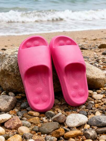 Women's EVA Fashionable Solid Color Anti-Slip Design Flat Casual Slippers, Suitable For Spring/Summer