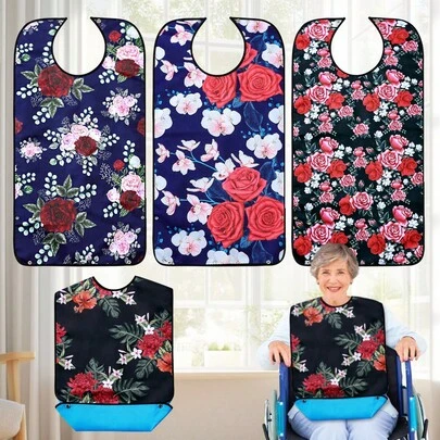 1 Fashionable Adult Bib, Waterproof, Oil-Proof, Stain-Resistant, With Crumb Catcher, Machine Washable, Adjustable Snap Closure Clothing Protector, Necklace Pattern, Suitable For Middle-Aged, Elderly, Disabled And Nursing Homes, Perfect Thoughtful Gift