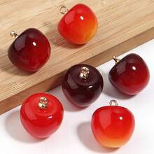 10个/包 亚克力仿真樱桃吊坠，可爱手机挂绳吊坠 耳环 项链 手链 樱桃饰品，情人节可爱樱桃吊坠