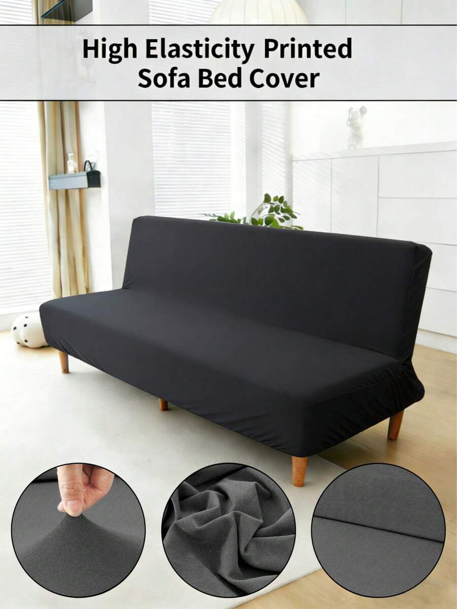 1 pieza Funda de sofá/cama de seda de leche de unicolor, alta elasticidad y a prueba de polvo, minimalista, adecuada para sala de estar, dormitorio, todo el año