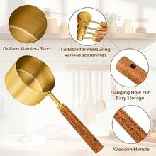 13pcs Stainless Steel Measuring Cups And Spoons Set, Including Mini Spoons, Rosewood Handles, Baking Tools, Seasoning Spoons, Coffee Spoons, Pink Spoons - Essential Baking Tools, Unique Gift For Kitchen - 13-piece Double-ended Measuring Spoon Set - View 6