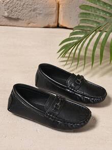 1双青少年平底休闲乐福鞋，软底防滑，适合上学、户外、休闲等场合，时尚莫卡辛鞋 - 黑色 - 查看 4