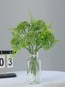 1pc Artificial Oat Flower, Snowball Shaped Fake Plant, Suitable For Home, Room, Wedding, Gift, Kitchen, Dining Table Decor - Green - View 4