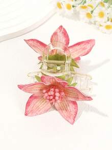 1个花朵发爪夹，适合度假、旅行、拍照造型，夏季发饰，沙滩发夹，花朵发夹 - 彩色 - 查看 11