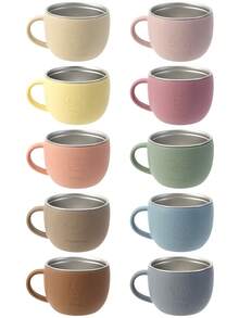 1pc Personalized Customization Name And Pattern Deboss Silicone Single Handle Cup Stainless Steel Inside Children Tableware Kids Mug