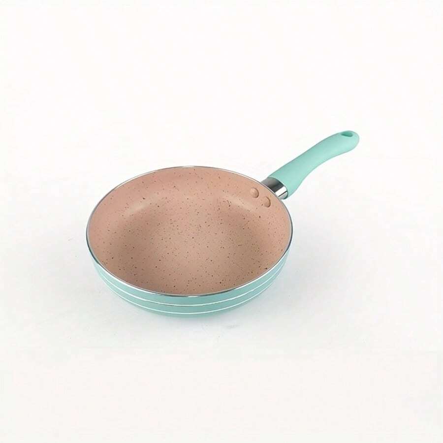 Pink Maifan Stone Skillet, 1pc 6.5" Non-Stick Pink Maifan Stone Skillet - Elegant Aluminum Frying Pan With Rubber Handle - Easy To Clean Kitchen Essential For Daily Cooking, Soup & Stir-Fry,Can Handle Some Food Well In Daily Life - 薄荷綠 - 查看 1