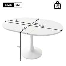 Extendable Dining Table, Oval Dining Table, Coffee/Leisure Table, Length 100/140 X Width 100 X Height 75 Cm, Modern Simple Dining Table, White [OLD SKU:N634P18391921W] - White - View 5