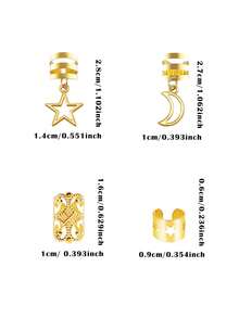 35pcs Stars And Moon Combo Dreadlock Hair Beads Jewelry Hair Rings Accessories Gifts For Girls And Women Dating Parties