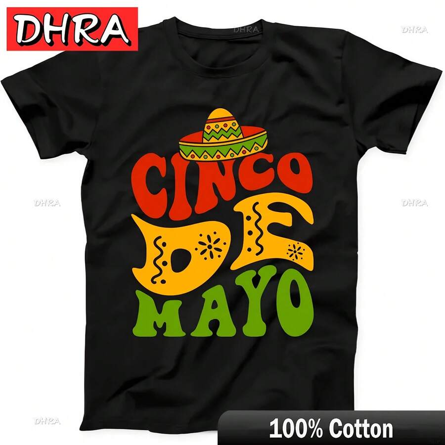 Cinco De Mayo Groovy Mexico Victory Retro Funny Gift Black T Shirt Unique Colorful Punk Tshirts Tees Women T-Shirt Norway Teen - 黑色 - 查看 1