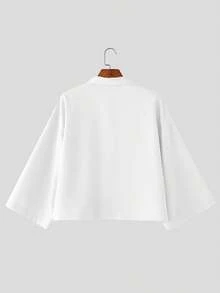 INCERUN Fashion Mens Buttons 3/4 Sleeve Casual Loose Blouse Summer Holiday Party Shirt Short Tops - trắng - Xem 5