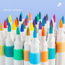 12-120 colores Bolígrafos de marcador líquido de acrílico de moda, diseño de punta de pincel suave personalizado, tinta de colores, adecuado para caligrafía, pintura y colorear, pincel de acuarela - Útiles escolares esenciales para la temporada de regreso a clases - Conjuntos - Ver 12
