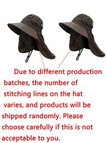 1pc Summer Sun Hat Wide Brim UV Protection Unisex Bucket Hat With Neck Flap For Men & Women Outdoor Hiking Fishing Boonie Hats (Due To Different Production Batches, The Style Of The Adjustment Buckle Is Not Fixed And Will Be Shipped Randomly.) - C - View 12