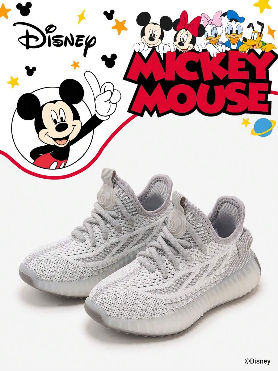 Disney 1 Pair Official Collaboration  Children's Sports Shoes, Suitable For Daily, Holiday, Sports And Outdoor Activities. Comfortable, Fit Foot Shape, Non-Slip, Breathable. (Boys' Sports Shoes, Boys' Sneakers, Children's Sports Shoes, Girls' Sports Shoes, Girls' Sneakers) - Grey - View 1