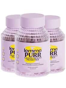 Lemme Purr Vaginal Probiotics For Women - Promotes PH Balance, Healthy Vaginal Odor & Urinary Tract Health W/Lactobacillus Blend, Clinically Tested Strains, Pineapple & Vitamin C - 60 Veggie Capsules - 3Bottles - 查看 1