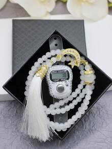 Sparkling Crystal Finger Counter & Shiny Star Moon 99pcs Tasbih Set, 4 Colors Available, Includes Gift Box, Prayer & Meditation Counter - Multicolor - View 9