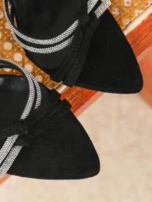 大码女士性感细高跟凉鞋，休闲派对优雅百搭时尚细高跟凉鞋，时尚性感派对细高跟凉鞋，女士日常行走细高跟凉鞋 - 黑色 - 查看 8