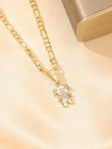 1pc European & American Style New Zirconia Embedded Hypoallergenic Fashion Faith Small Angel & Saint Pendant Necklace, Suitable For Christmas/Thanksgiving/Halloween/Mother's Day/Valentine's Day Couples/Friends/Godparents Gift, Catholic First Communion, Everyday & Holiday Wear, Prayer - Yellow Gold - View 5