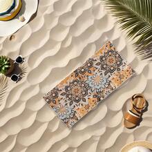 波西米亚风超柔软微纤维沙滩巾 - 超强吸水、速干针织面料，饰有花卉图案 - 长方形，轻便柔软，防沙，适合露营、户外活动、海滩旅行和泳池使用