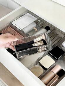 Bộ 10 hộp/9 hộp/7 hộp/6 hộp/4 hộp/1 hộp đựng mỹ phẩm dạng ngăn kéo, hộp đựng trong suốt, thích hợp cho bàn trang điểm, gồm 5 hộp đựng bằng nhựa trong suốt với kích thước khác nhau, giá trưng bày mỹ phẩm, hộp phân loại đồ dùng, thích hợp để đặt trên bàn trang điểm, cung cấp không gian lưu trữ cho bàn làm việc, phòng tắm, nhà bếp và văn phòng. Trang trí phòng, trang trí nhà cửa, trang trí phòng ngủ. - trong suốt - Xem 4