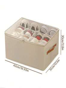 可折叠布艺鞋盒，可容纳12或16双鞋，大容量带盖布艺鞋盒，可调节隔板，透明盖，防水防尘，可折叠收纳，多功能一体式设计，适用于家庭、学校、宿舍衣柜，防尘防潮，可机洗，用途广泛。 - 彩色 - 查看 6